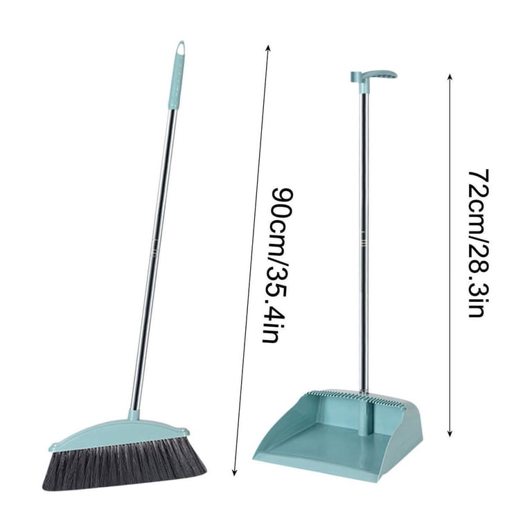 Broom & Dustpan Set With Long Handle – Indoor/Outdoor Cleaning Kit | Wide Mouth & Detachable Design (Grey)
