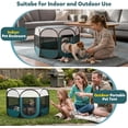 thumbnail image 6 of Portable Cat Playpen for Indoor Enclosed: Foldable Pet Playpen for Cat Small Dog Indoor Outdoor with Zipper Top Cover - Pop Up Puppy Kitten Tent Crates Cage Kennel with Carrying Case (Blue/White), 6 of 9