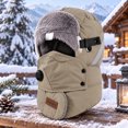 thumbnail image 5 of vzibsiv Winter Hats for Womens and Mens Windproof Trapper Hat with Detachable Mask and Goggles Fleece Lined Ski Cap Khaki, 5 of 5