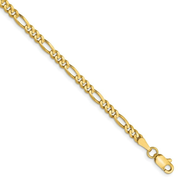 10k Yellow Gold Anklet 10 inch 3 mm Concave Figaro Chain