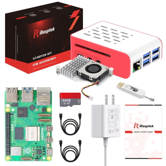 Kit de inicio Raspberry Pi 5 de 8 GB de RAM con tarjeta TF de 64 GB y funda