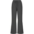 thumbnail image 2 of SOMER Pants for Women Flowy Casual Drawstring Waist Wide Leg Loose Linen Palazzo Pants with Pocket Dark Gray, 2 of 6