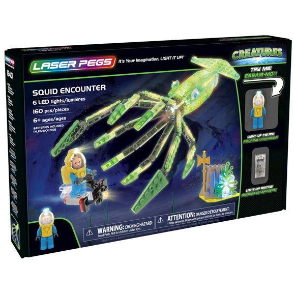 Laser Pegs Building Blocks Playset, Creatures Collection: Squid Encounter