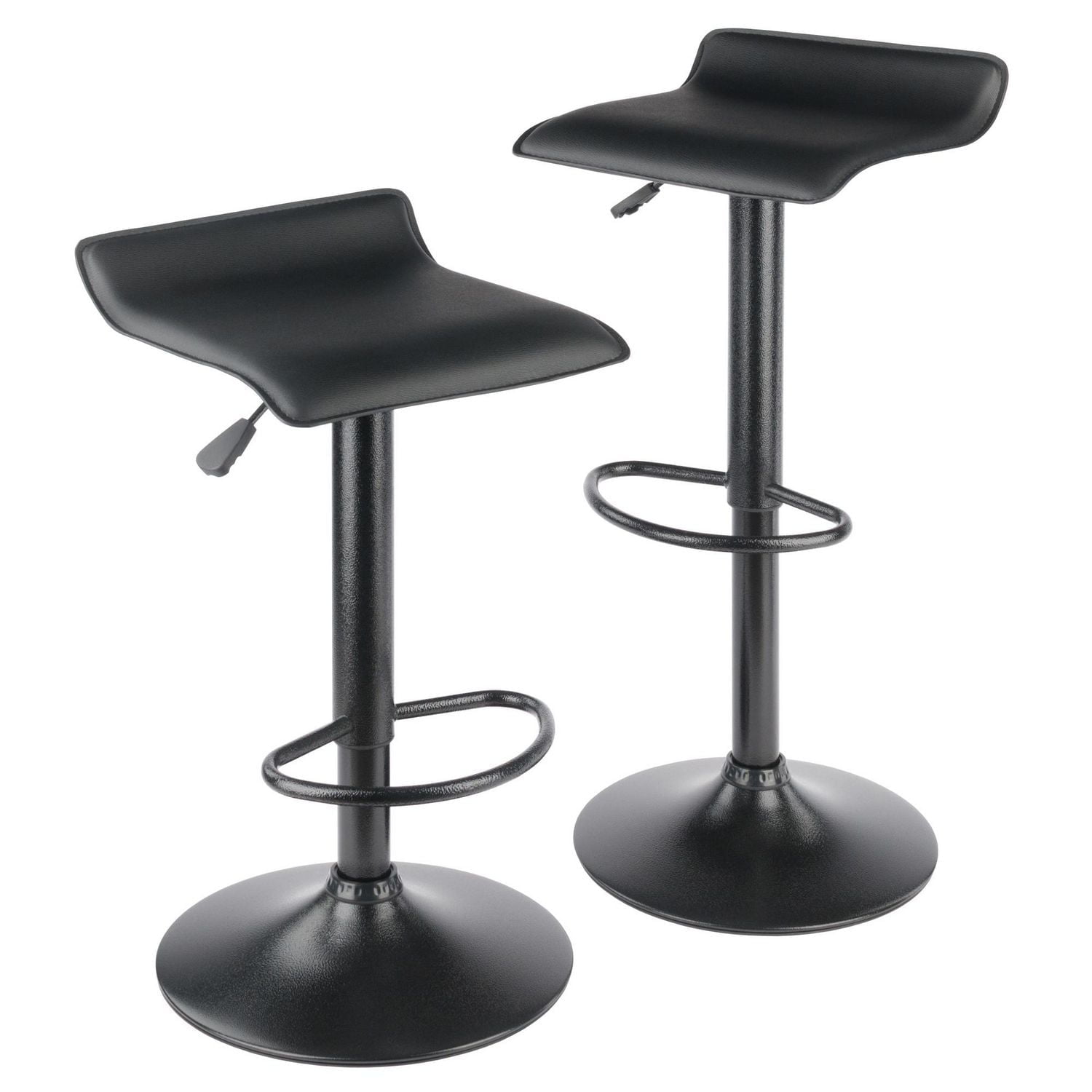 Winsome Obsidian Adjustable Swivel Stools, 2-Pc Set, Black