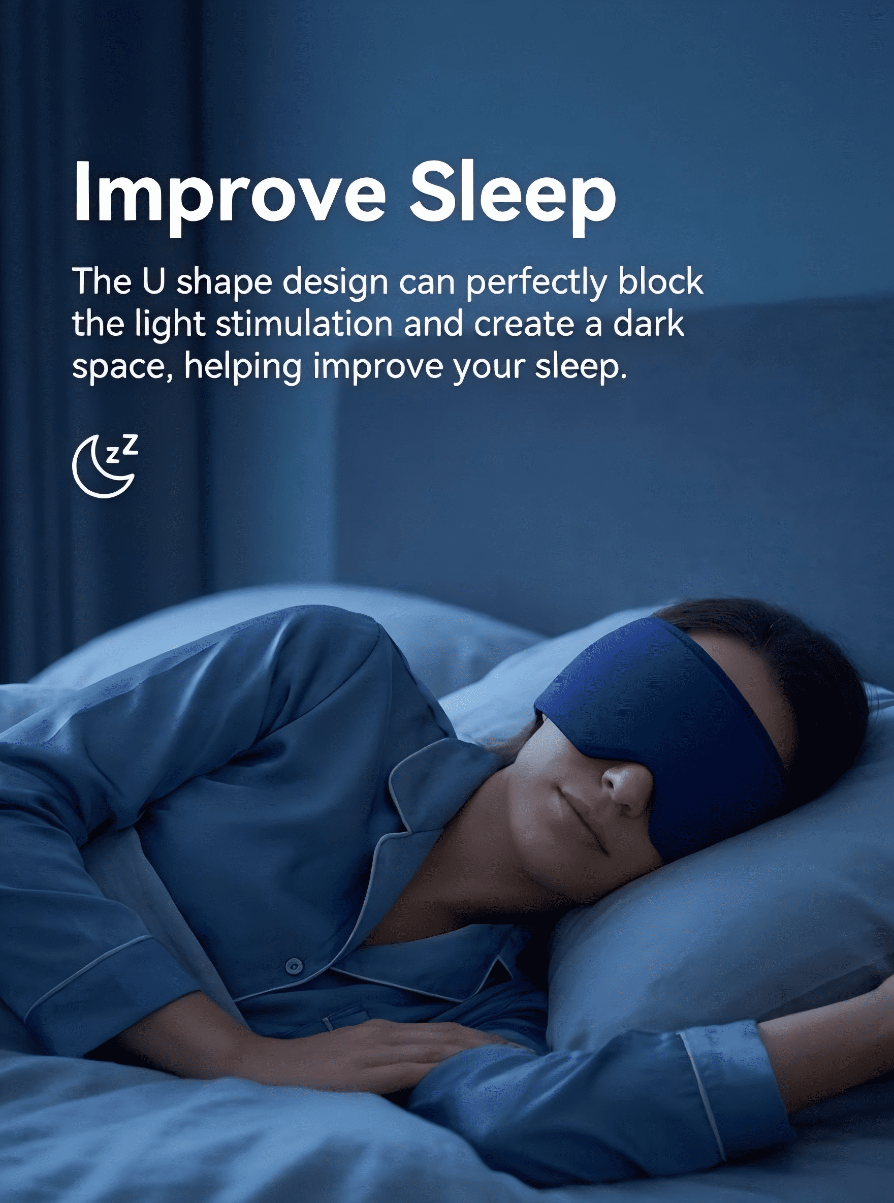 FACEMOON Adults Ice Silk Sleep Soft Comfort Cooling Weighted Gel Sleep Eye Mask for Sleep Support, Dark Circles, Puffy Eyes with Storage Bag, Blue