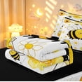 thumbnail image 6 of Erosebridal Cute Bee Zipper Full Size Comforter Sets with Fitted Sheet and 2 Pillowcases,Kawaii Daisy Floral Zipper Bedding Set,White Silver,Black Reversible,4pcs, 6 of 8