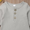 thumbnail image 4 of Mialoley Baby Romper, Solid Color Ribbed Button-Down Long Sleeve Round Neck Romper, 4 of 7