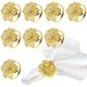 thumbnail image 1 of Paquete de 10 servilleteros de aleación huecos con forma de flor, servilletero para mesa de comedor, servilletero para cenas, banquetes de boda, decoración de mesa para reuniones familiares (oro artificial) oso de fresa  Electrónica, 1 of 5