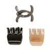 Scunci Small Claw Clip for Everyday Use in Hair in Black, Grey, and Peach, 3ct