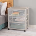thumbnail image 4 of Sterilite Wide 3 Drawer Storage Cart, Plastic Rolling Organization Cart, Grey Pumice, 4 of 6