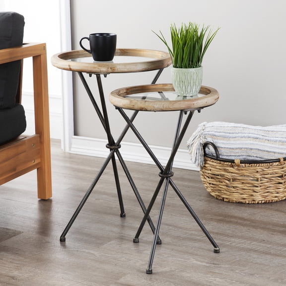 SEI Furniture Crellon Glass-Top Accent Tables - 2pc Set
