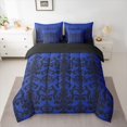 thumbnail image 2 of Manfei Ancient Damask Jacquard 7-Piece Twin Bedding Sets,Victorian Baroque Print Bedding Comforter Set,Deepblue Black Sheet Sets For Kids,Microfiber Bedroom Decor Reversible, 2 of 8