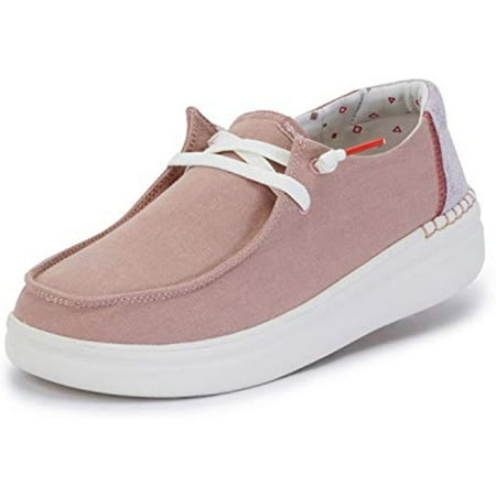 Hey Dude Women s Wendy Rise Chambray Rose Size 10 | Womens Shoes | Womens Lace Up Loafers | Comfortable & Light-Weight