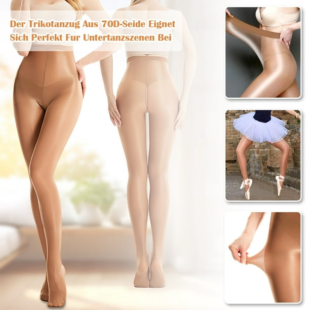 Light Shiny Tights Girls and Women Dance Tights Ballet Stockings for Costume Performances Ice Skating and Daily Brown Skin Colour