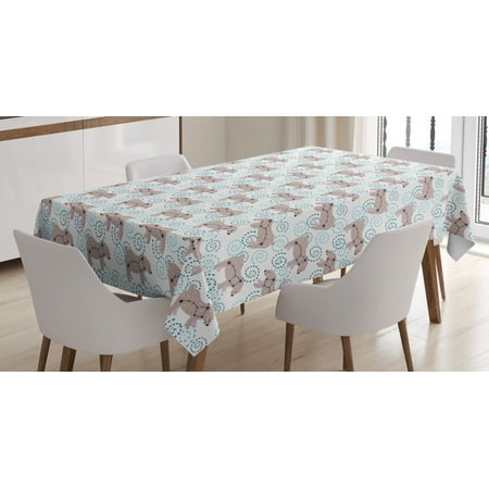

Doodle Tablecloth Polar Bear Animals with Constellation Stars and Milky Way Spirals Cosmos Art Rectangular Table Cover for Dining Room Kitchen 52 X 70 Inches Blush White Teal by Ambesonne