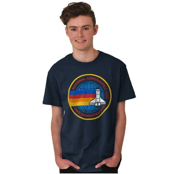 Retro NASA Space Shuttle Rainbow Men's Graphic T Shirt Tees Brisco Brands S