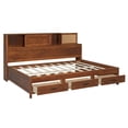 thumbnail image 6 of Full Size Wooden Daybed with 3 Drawers and Shelves, Practical Daybed with Socket USB Interface, for Bedroom, Walnut, 6 of 9