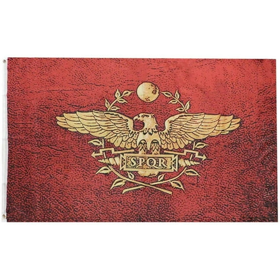 Roman Empire SPQR Burgundy 100D Woven Poly Nylon 3x5 3'x5' Flag Banner (RUF)