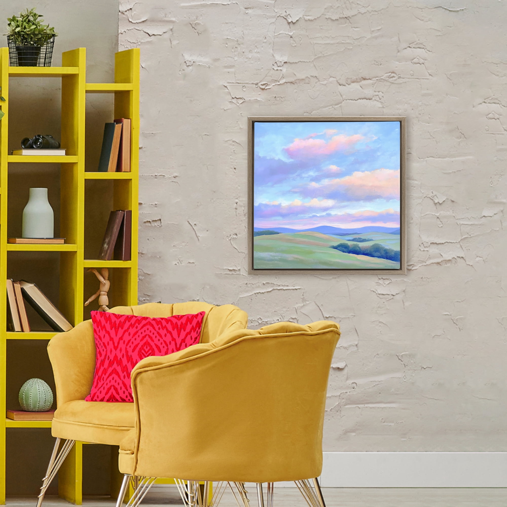 Stupell Industries Rolling Hills with Soft Sunset Brown Framed Floater Canvas Wall Art, design by Creative Studio
