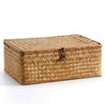 thumbnail image 4 of Wicker Storage Basket with Lid, Natural Seagrass Storage Baskets for Organizing, Rectangular Woven Basket for Storage, Decorative Boxes Bins with Lids Home Organizer Decor, 4 of 9