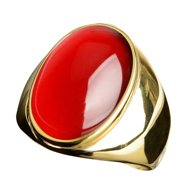 Anillo de acero inoxidable con piedra artificial ojo de gato Anillo de acero titanio