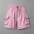 thumbnail image 2 of iHPH7 Loose Fit Cargo Shorts Women's Baggy Parachute Shorts with Pockets Elastic Waist Drawstring Summer Casual Athletic Hiking Y2k Outdoor Bottoms Pink 3XL, 2 of 5