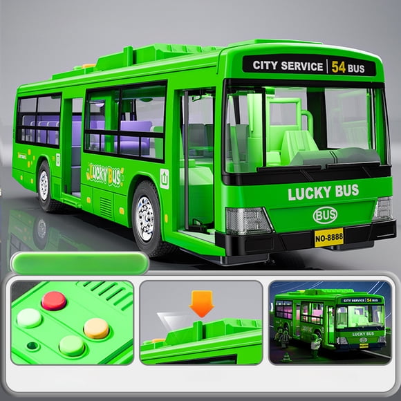 Cagogo ToyBus, Simulation BusToyforKidsBoysGirls, Large Door Opening Light Sound City Bus Model, EducationalToyBus for ToddlersChildrenPreschool Learning Play