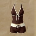 thumbnail image 2 of Y2k Vintage 2 Pieces Bikini Set Coquette Halter Tankini Top with Shorts Whimsy Polka Dot Beach Swimsuit Vacation Outfit, 2 of 4