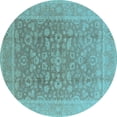 thumbnail image 1 of Ahgly Company Indoor Round Oriental Light Blue Traditional Area Rugs, 6' Round, 1 of 4