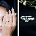 thumbnail image 3 of Rosec Jewels Aquamarine Engagement Ring with Diamond - 0.8 Carat Round March Birthstone Ring - AAA Grade - with Jewelry Box, 18K White Gold, US 7.00, 3 of 8