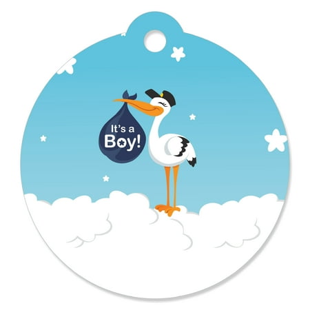 Boy Special Delivery - Blue It’s A Boy Stork Baby Shower Favor Gift Tags (Set of 20)