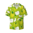 thumbnail image 2 of Lsque Green Apple print Men's Cuban Collar Short Sleeve Shirt Summer Beachwear Casual Button Down Fashionable Vacation Leisure Shirt-X-Large, 2 of 7