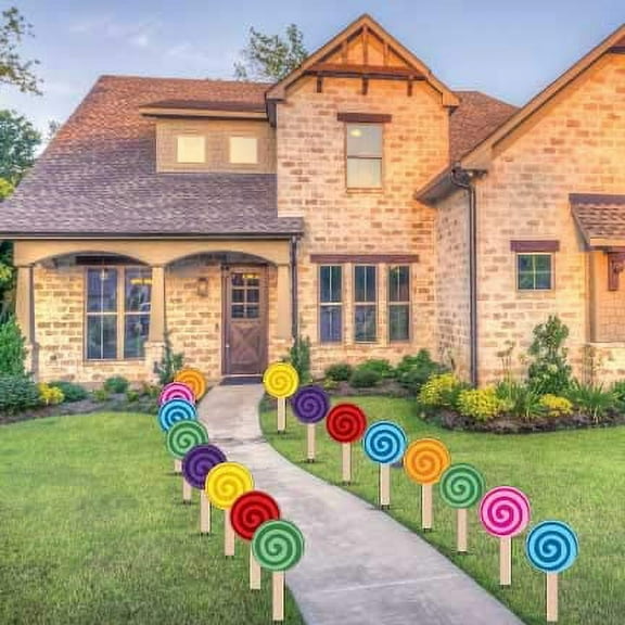 Lollipop Yard Signs, Lollipop Pathway Decorations, 16pcs Includes Stakes, 12437