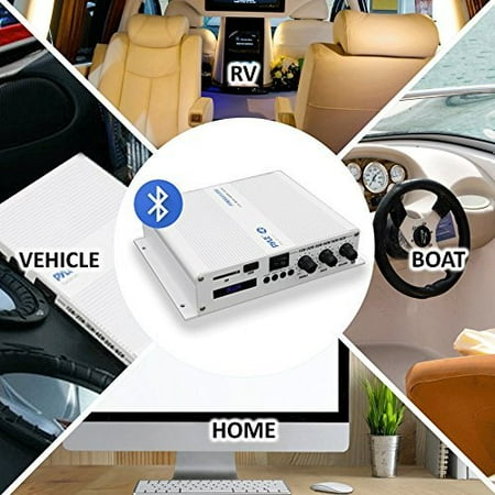Pyle PFMRA650BW.5 - 6-Ch. Bluetooth Marine Amplifier  Weather Resistant Audio Amp System with MP3/USB/SD Readers, 600 Watt