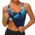thumbnail image 3 of Fotbe Ice Blue Ocean Cute Dolphin Sujetador Deportivo Largo sin Aros para Mujer con Almohadillas y Soporte Medio, Transpirable y Absorbente, Camiseta Tipo Chaleco o Tank Top-Small, 3 of 8