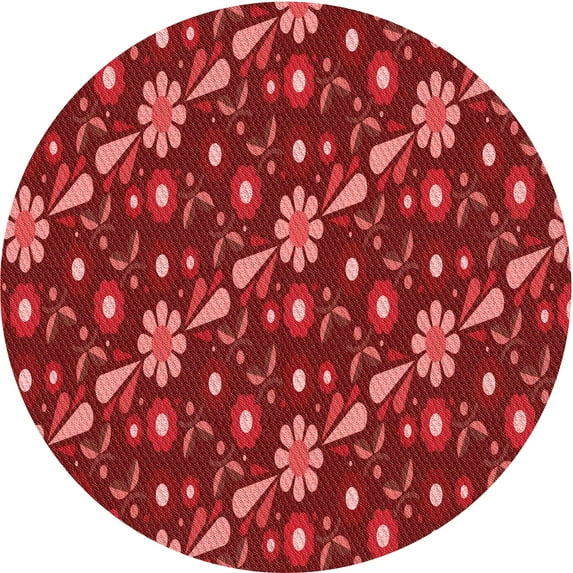 Ahgly Company Machine Washable Indoor Square Transitional Red Area Rugs, 3' Square