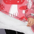 thumbnail image 3 of Oversized Wearable Blanket Hoodie,Red Mushroom Pattern Pink Pattern Sherpa Blanket Hoodie with Super Pockets,Super Warm Fuzzy Pullover for Women & Men, 3 of 6