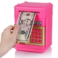 thumbnail image 3 of Piggy Bank Electronic Coin Bank Auto Scroll Paper Cartoon Lock Safe Box with Personal Password Setting Toy Great Gift for Kids Deeppink, 3 of 7