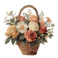 thumbnail image 3 of Adhesivo de pared con forma de cesta floral, elegante flor de rosa y anémona, 3 of 4