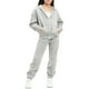 thumbnail image 2 of Chaqueta de invierno de color liso para niños, sudadera larga con capucha y cremallera y pantalones deportivos con lazo en las piernas, conjunto deportivo informal con forro polar para mayor calidez,, 2 of 5