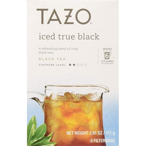 Tazo Tea Bag, Iced True Black, 6 ct, Pack of 4 (Packaging may vary)