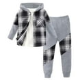 thumbnail image 2 of NAISIBABY Boys Outfit Sets(1-6T), Plaid Hooded Long Sleeve Shirt Jacket and Sweatpants Fall Winter Fashion Causal Clothes 2-Piece Black 6T, 2 of 4
