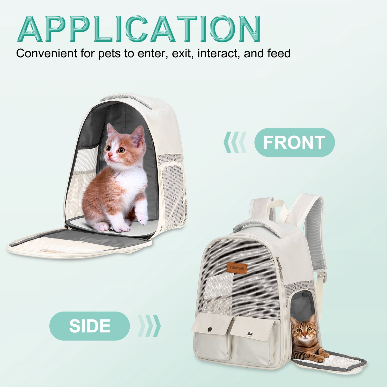 Uxcell Cat Backpack Carrier, Foldable Ventilated Mesh Pet Hiking Travel Backpack for Cats or Small Dogs Puppies, Intended for Hiking / Camping / Traveling (White, 12"x9"x16")