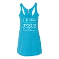 thumbnail image 2 of Wild Bobby I'm Only Talking to Jesus Today Inspirational/Christian Women Tri-Blend Racerback Tank Top, Vintage Turquoise, X-Large, 2 of 6