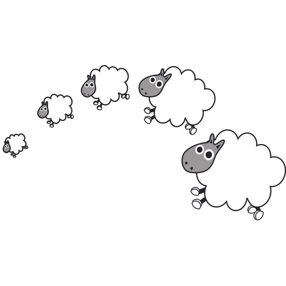 Jumping Sheeps 1 to 100 Count Customized Wall Decal - Custom Vinyl Wall Art - Personalized Name - Baby Girls Boys Kids Bedroom Wall Decal Room Decor Wall Stickers Decoration Size (15x30 inch)