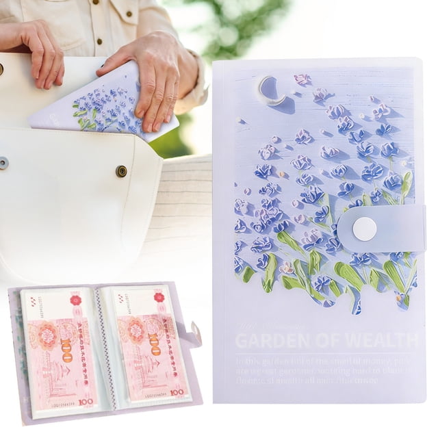 Savings Challenge - Envelope Budget Book for 100 Day Plan | 3D Oil Painting Cover Cash Wallet Organizer with Bill Slots, Expense Tracking Pages & Portable Notebook Format for Adults, Home and Travel
