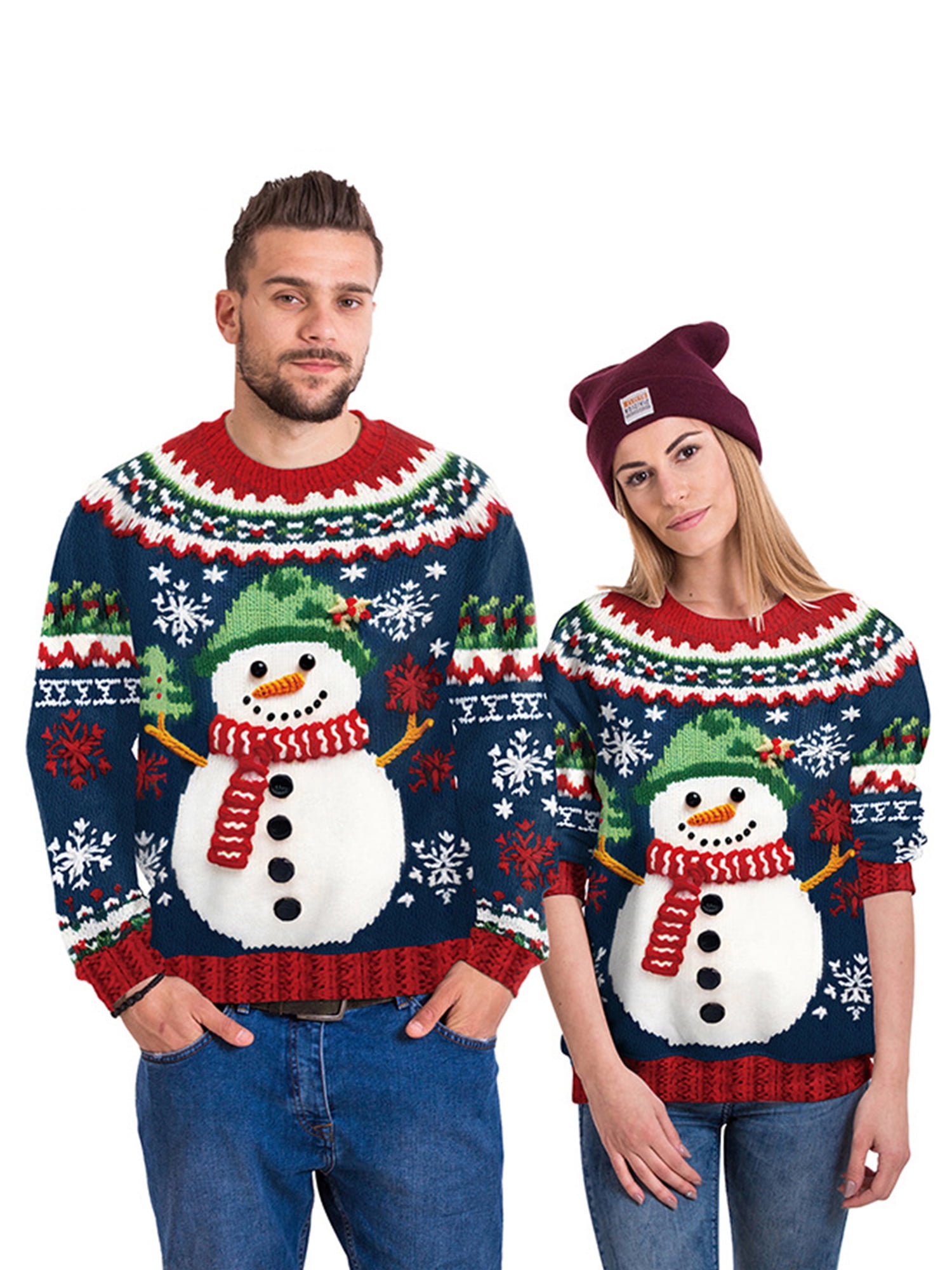 Sweat-shirt Unisexe Ocean Plus à Manches Longues - Imprimé Bonhomme De Neige, Col Rond | 90% Polyester, 10% élasthanne, Lavable Machine