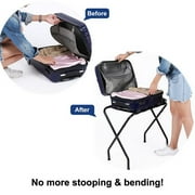 Ktaxon Portable Folding Metal Luggage Rack with Nylon Belts Suitcase Stand Holder Shelf Space Saving Easy to Install for Travel, Home, Hotel, Guest Room, Bedroom - Black