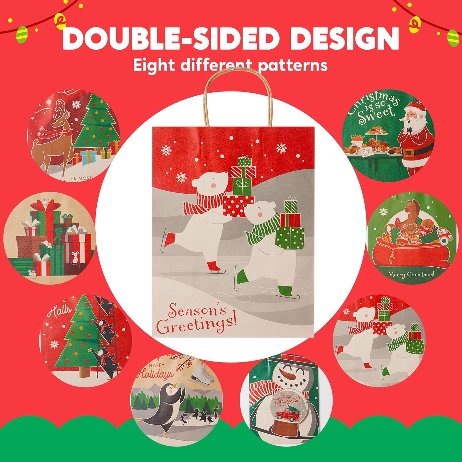 Joyfy 24-Piece Christmas Kraft Gift Bags with Handles photo 8