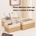 thumbnail image 6 of Wicker Baskets for Organizing,Natural Paper Rope Large Small Basket Set with Liner,Hand Woven Pantry Organizer & Storage for Women Girls Bathroom Living Room School Desk Shelves  Décor(3 Pack Beige), 6 of 8
